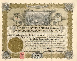 Mazda Tungsten Mining Co. - Chemical Element Stock Certificate